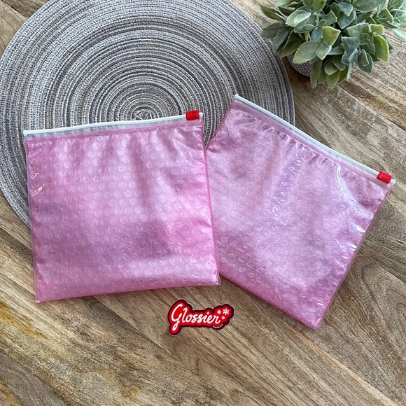 Glossier Accessories Glossier Pink Bubble Pouches And Sticker